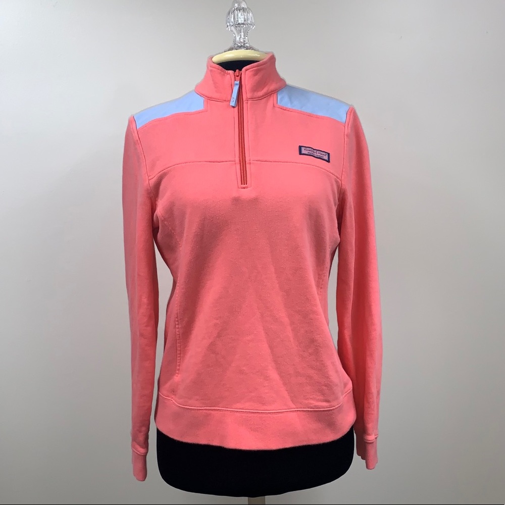 Vineyard Vines Quarter Zip Pullover Pink/Blue S - Picture 1 of 9